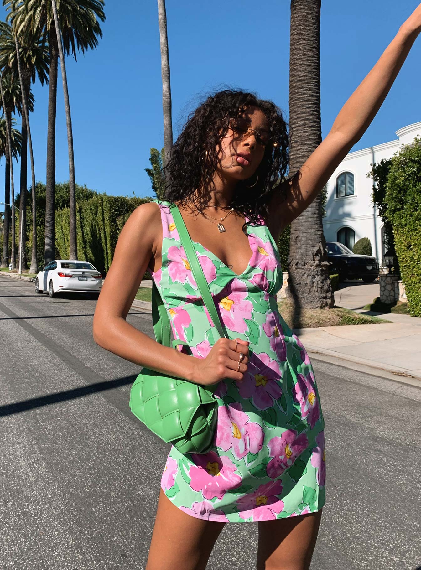 Pink and Green Dress